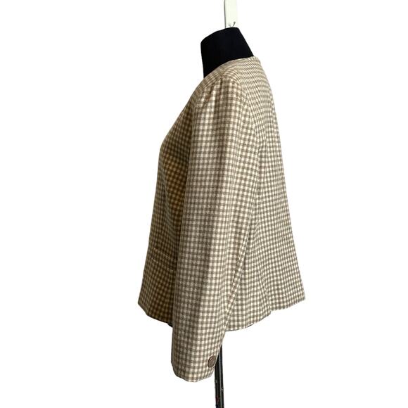 Pendleton vintage beige gingham wool button blazer size P14 - Picture 6 of 10
